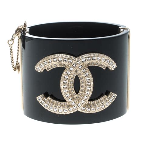 chanel black plastic bracelet|Chanel clear cuff bracelet.